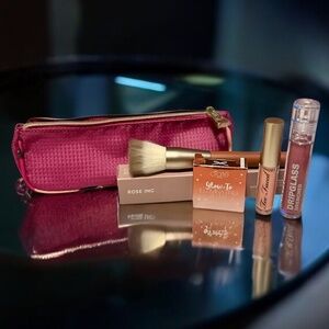 5-Piece Beauty Bundle | Gloss, Brush, Highlighter & Pouch Mix